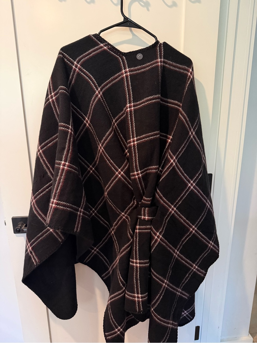 torrid Black Plaid Wrap Cape with Pink Accent